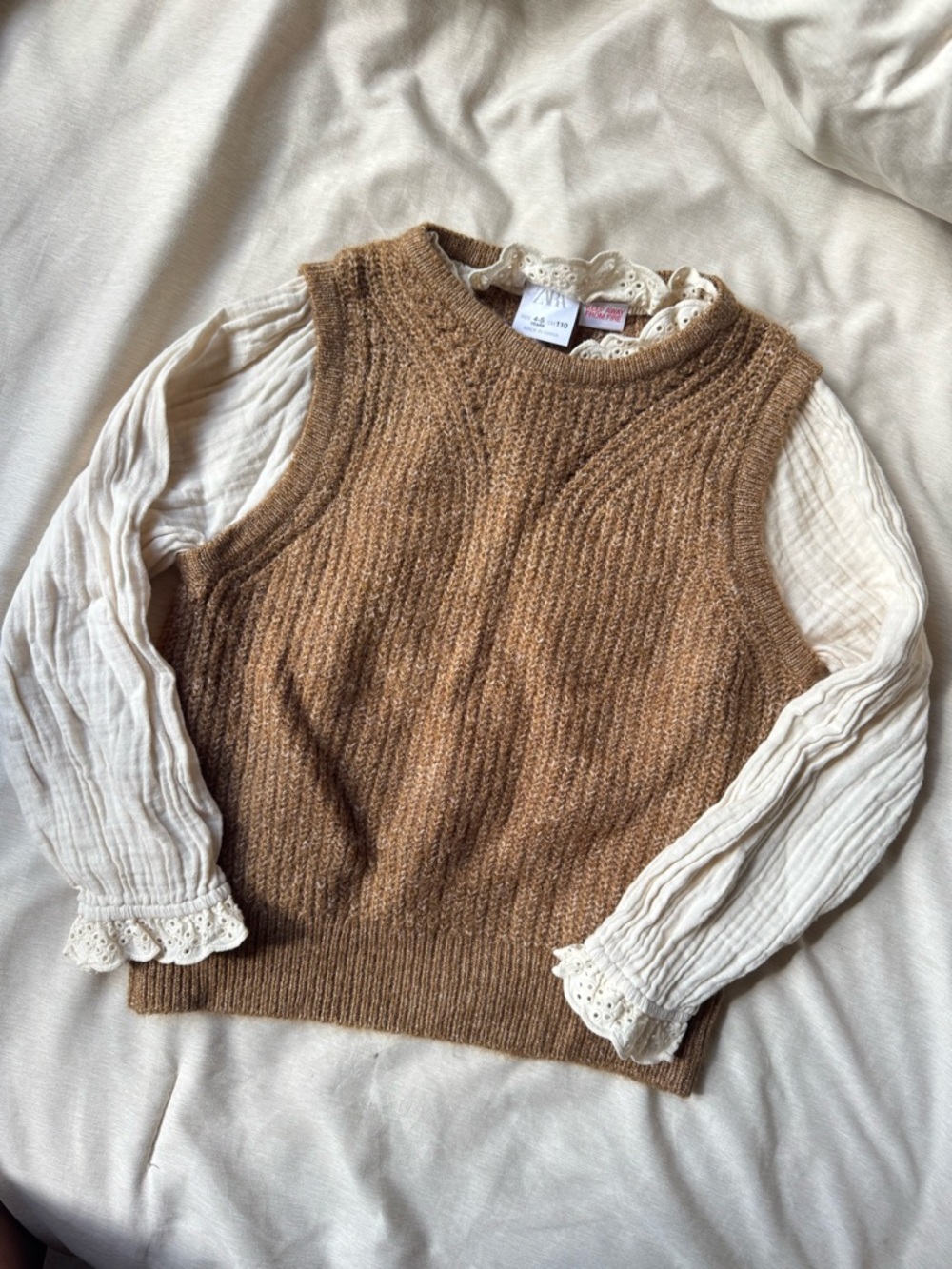 Zara Brown Knit Sleeveless V-Neck Sweater Vest